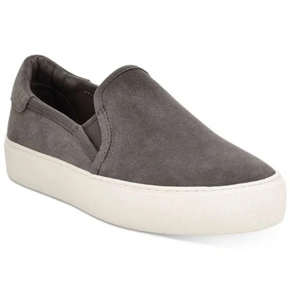 UGG Jass Gray Suede Leather Platform Slip On Casual Sneakers Shoes Women's 7.5